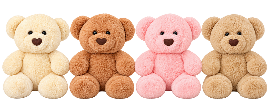 Pababo Honigbärchen in Creme, Cappuccino, Rosa und Taupe – 35 cm, freigestellt
