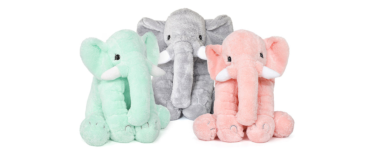 Pababo Plüschelefant in 80 cm – Farben Mint, Rosa und Grau